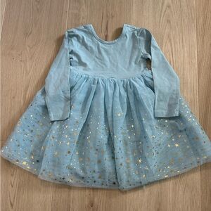 Hanna Andersson twirl and tulle- Blue Dress with Gold Star Accents